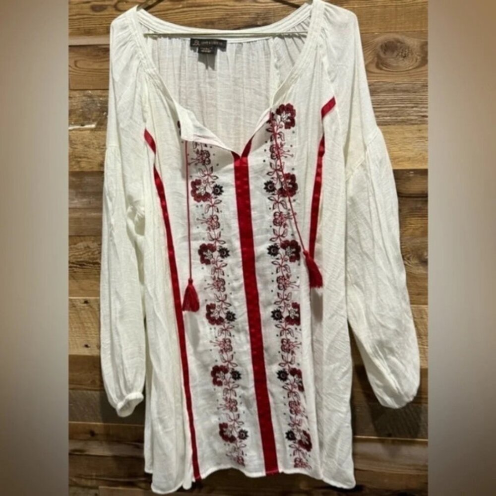 Addition Elle Love Legend  Floral off white airy hippie long summer blouse US18